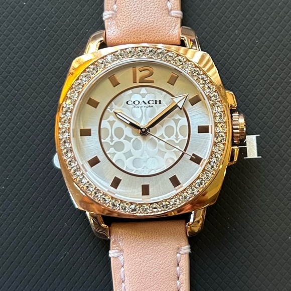 Coach Boyfriend Watch With 34m Silver Face & Pink Leather Band - Picture 3 of 5